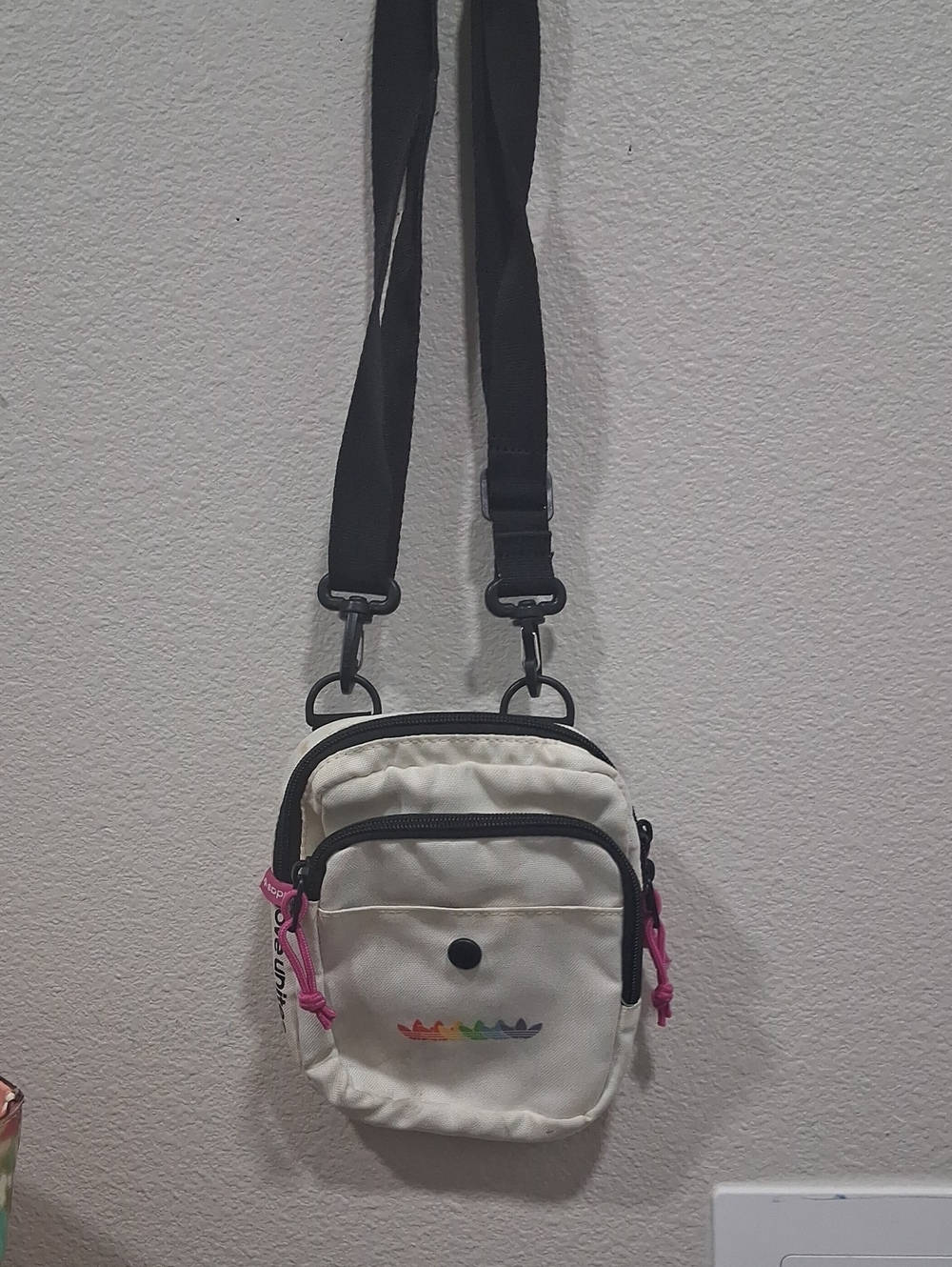 Adidas White Crossbody Shoulder Bag with Rainbow Accent